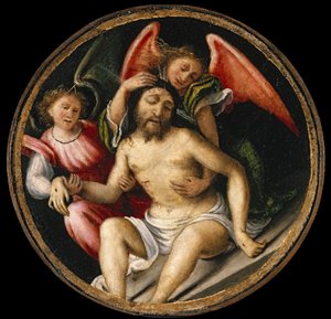 El cuerpo de Cristo sostenido por ángeles, c.1513-1516 de Lorenzo Lotto